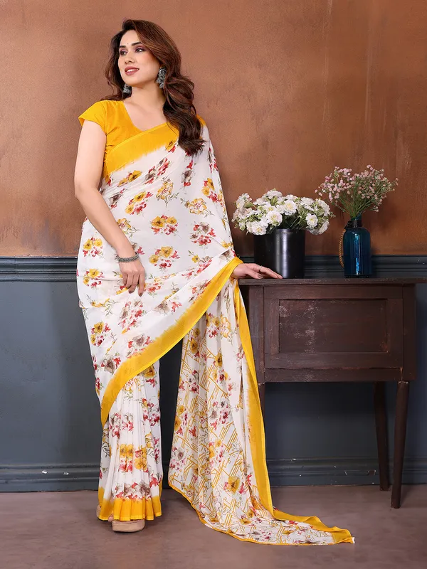 Printed_Georgette_Saree_With_UnStitched_Blouse_Piece_(YELLOW)