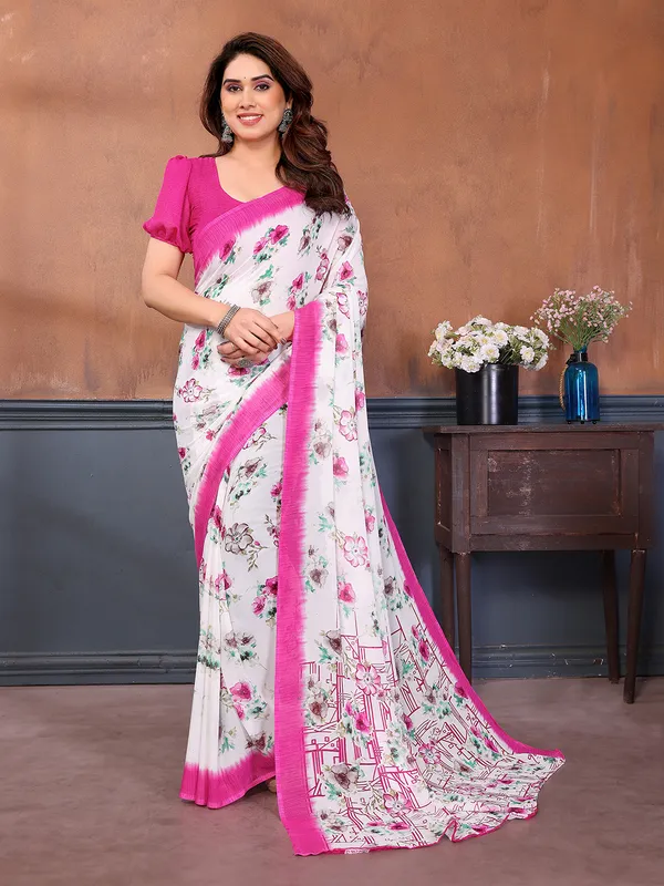 Printed_Georgette_Saree_With_UnStitched_Blouse_Piece_(PINK)