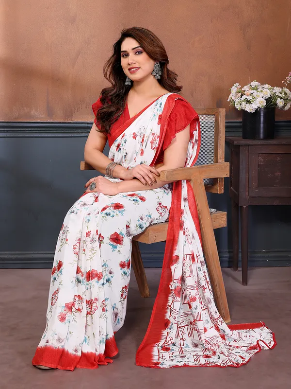Printed_Georgette_Saree_With_UnStitched_Blouse_Piece_(RED)