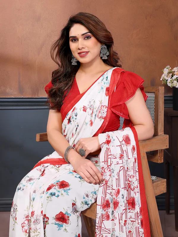 Printed_Georgette_Saree_With_UnStitched_Blouse_Piece_(RED)
