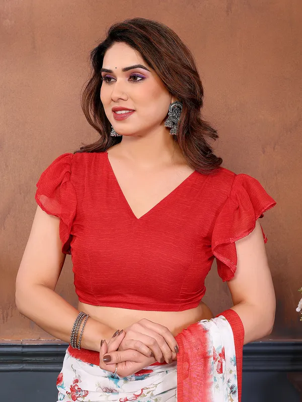 Printed_Georgette_Saree_With_UnStitched_Blouse_Piece_(RED)