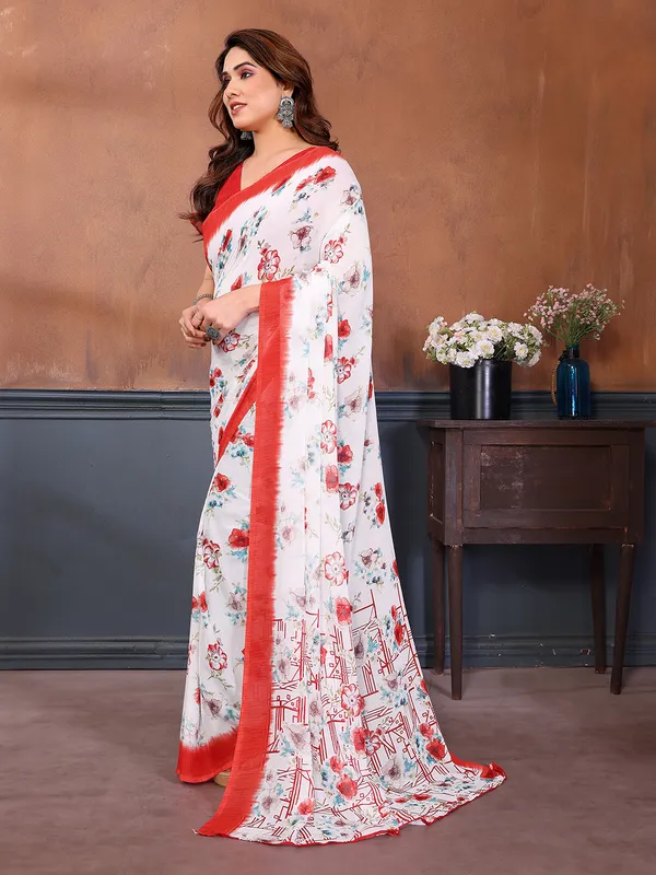 Printed_Georgette_Saree_With_UnStitched_Blouse_Piece_(RED)