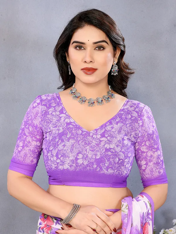 Paisley,_Floral_Print_Daily_Wear_Georgette_Saree��(Purple,_Pink,_White)