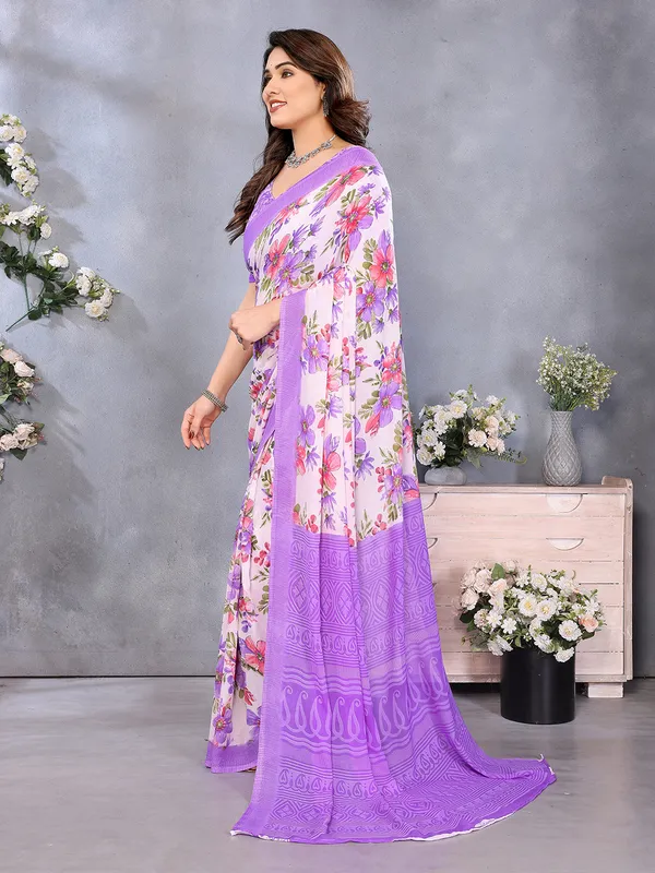 Paisley,_Floral_Print_Daily_Wear_Georgette_Saree��(Purple,_Pink,_White)