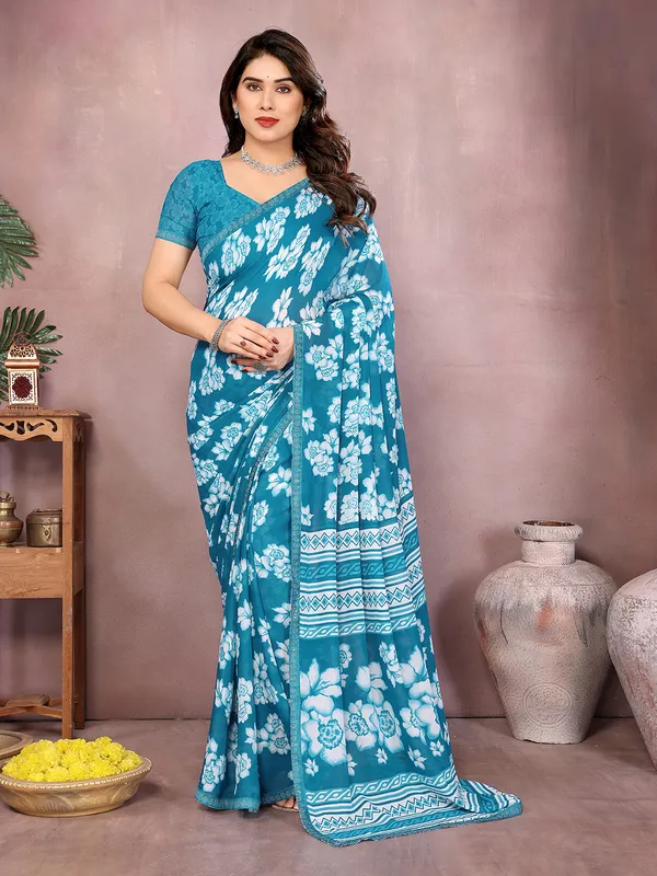 Paisley,_Floral_Print_Daily_Wear_Georgette_Saree��(Green)