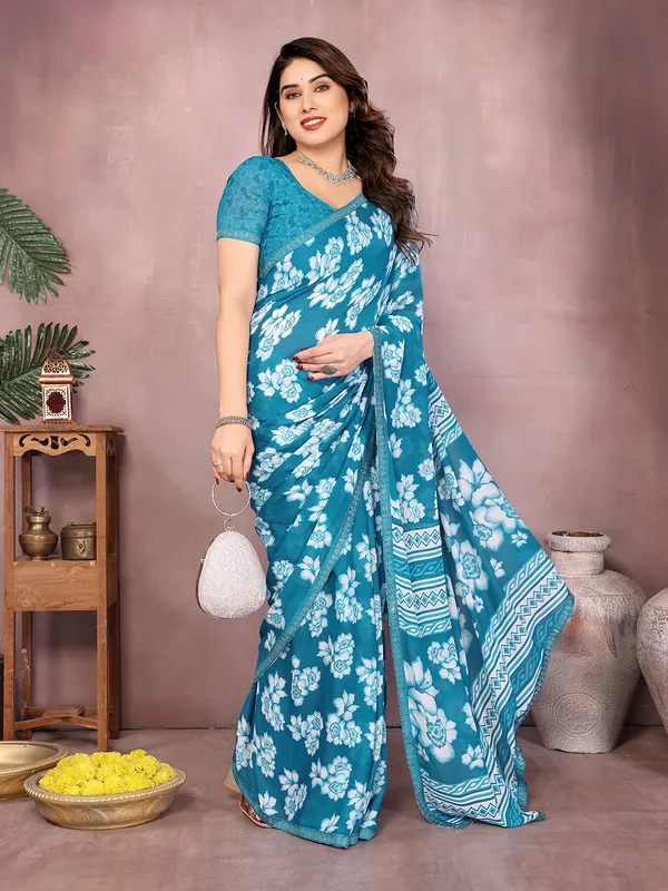 Paisley,_Floral_Print_Daily_Wear_Georgette_Saree��(Green)