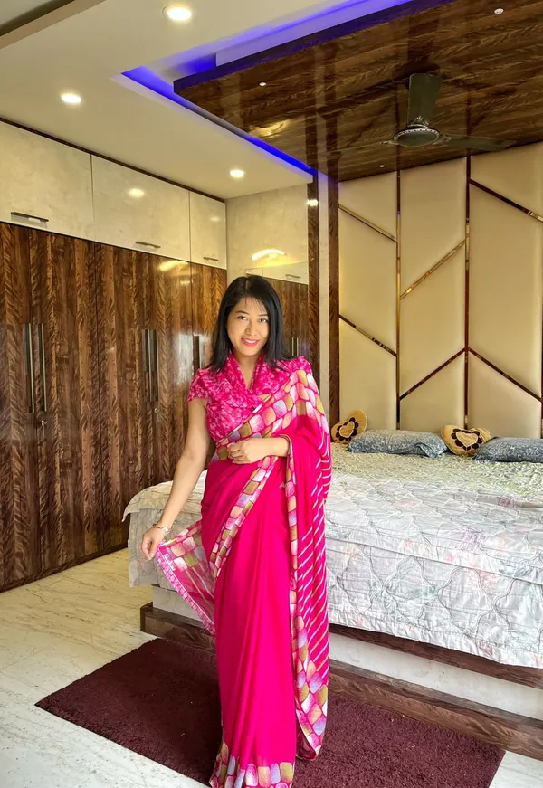Stylish_Printed_Georgette_Saree_With_Unstitched_Blouse_Piece