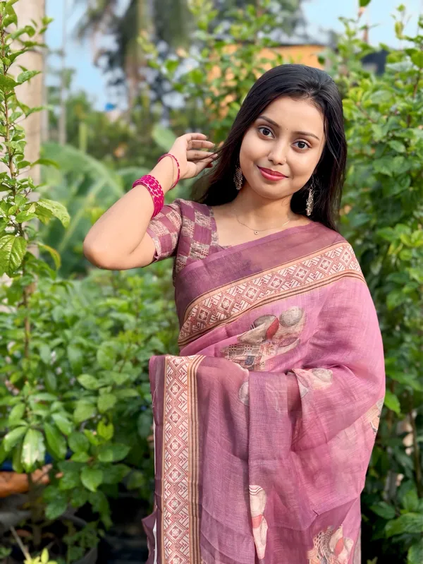 Women's_Printed_Cotton_Linen_Saree_With_Unstitched_Blouse_Piece