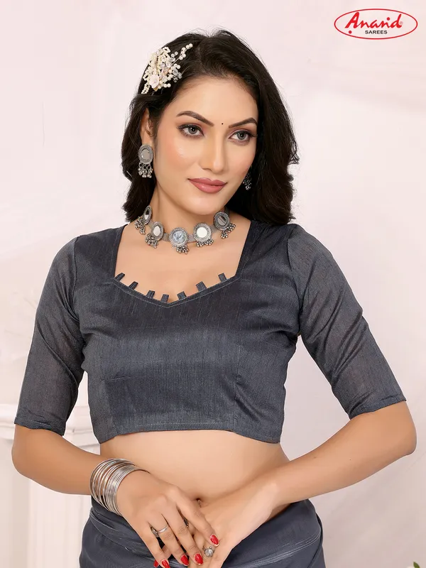 Embellished,_Striped,_Self_Design_Bollywood_Satin_Saree_(Grey)
