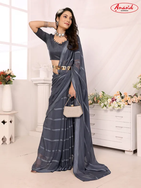 Embellished,_Striped,_Self_Design_Bollywood_Satin_Saree_(Grey)