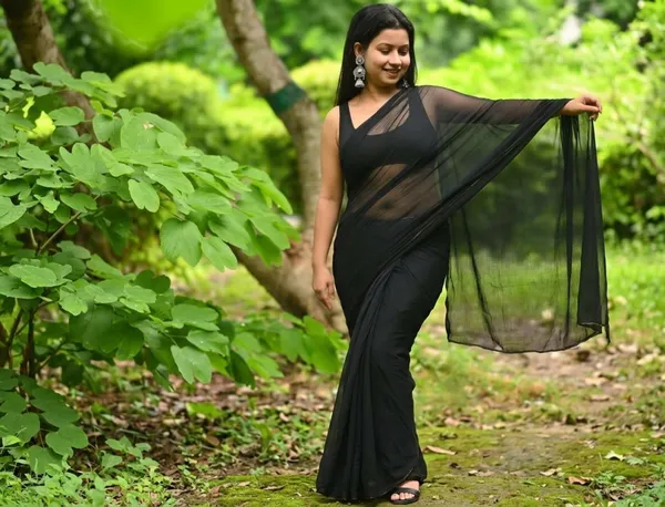 Elegant_Solid_Chiffon_Plain_Dyed_Saree_With_Unstitched_Blouse_Piece
