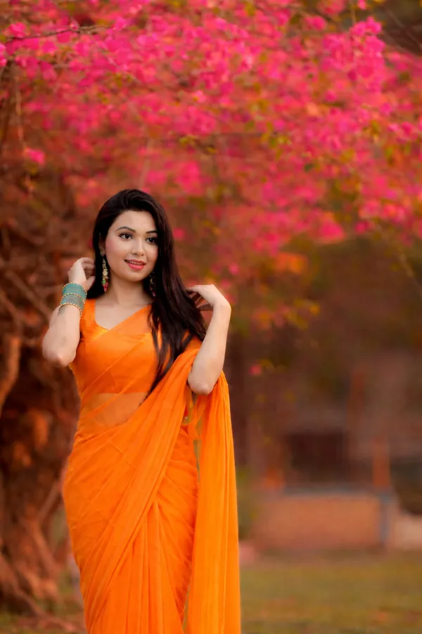 Plain_Dyed_Daily_Wear_Georgette_Saree_With_Unstitched_Blouse_Piece