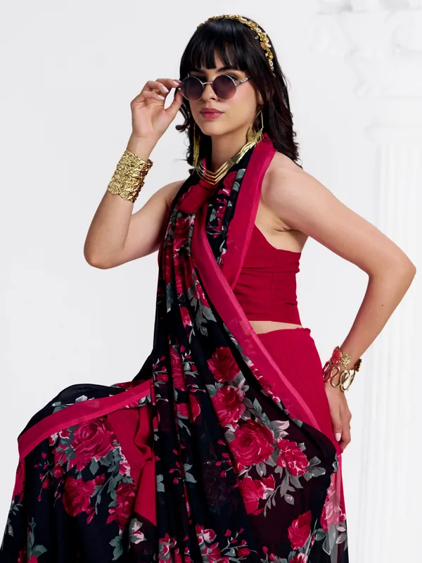 Women's_Stylish_Printed_Georgette_Saree_with_Matching_Unstitched_Blouse_Piece