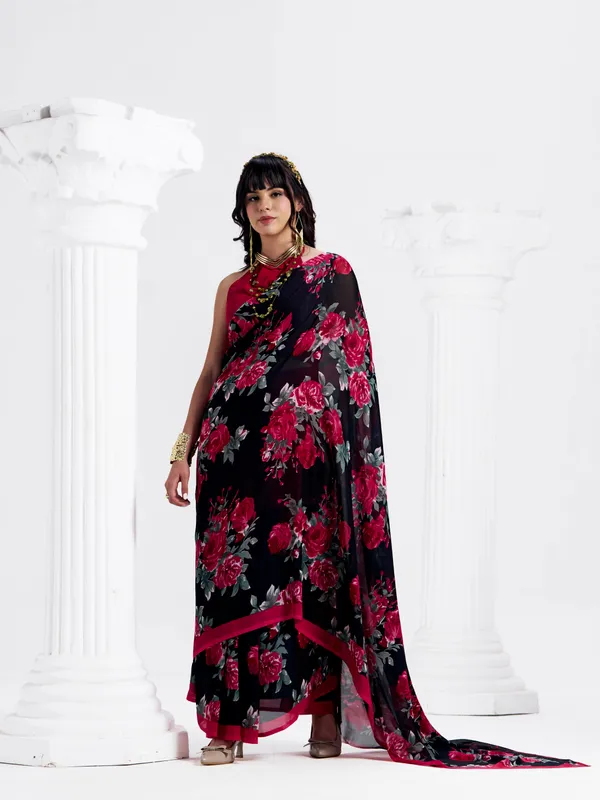 Women's_Stylish_Printed_Georgette_Saree_with_Matching_Unstitched_Blouse_Piece