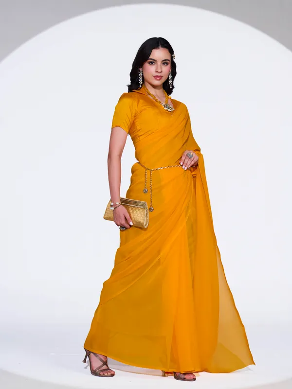 Women's_Stylish_Plain_Georgette_Saree_With_Unstitched_Blouse_Piece