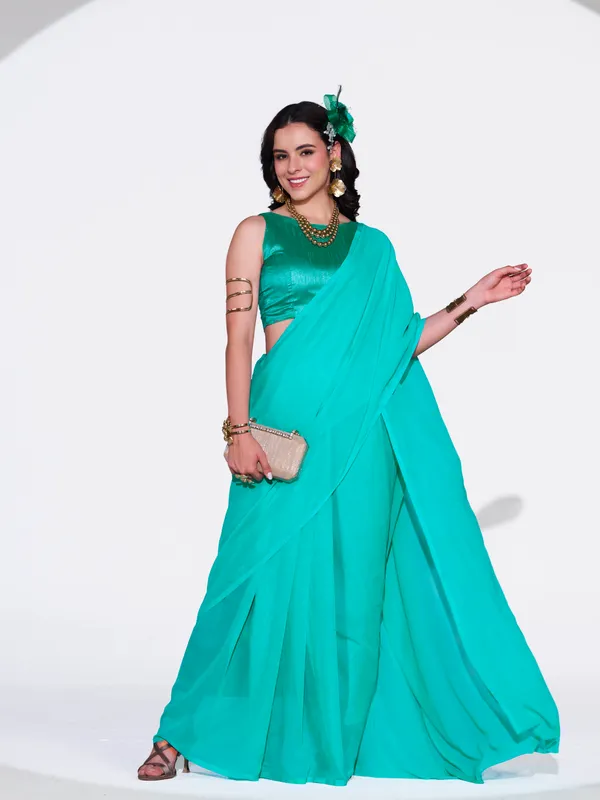 Women's_Stylish_Plain_Georgette_Saree_With_Unstitched_Blouse_Piece