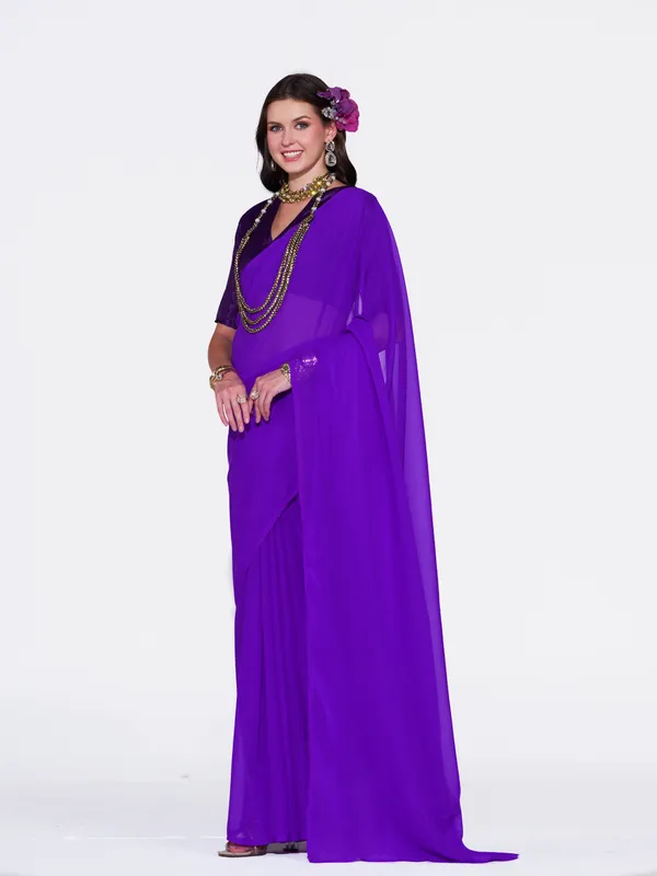 Women's_Stylish_Plain_Georgette_Saree_With_Unstitched_Blouse_Piece