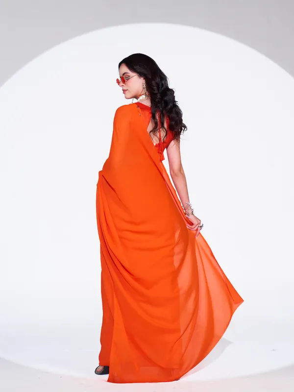 Women's_Stylish_Plain_Georgette_Saree_With_Unstitched_Blouse_Piece