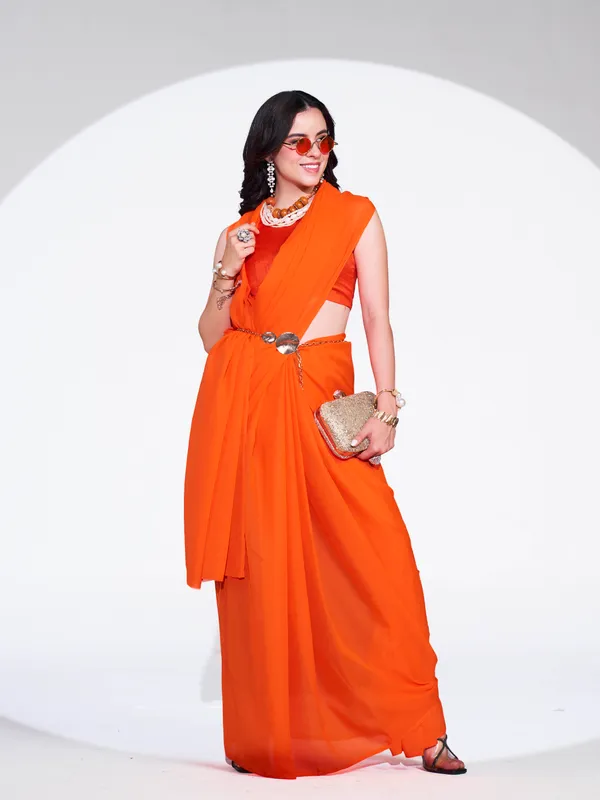 Women's_Stylish_Plain_Georgette_Saree_With_Unstitched_Blouse_Piece