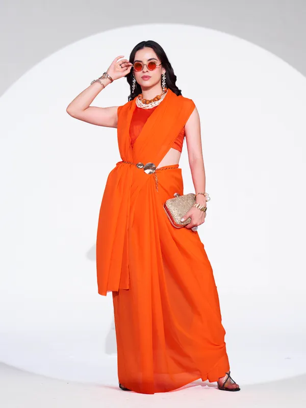 Women's_Stylish_Plain_Georgette_Saree_With_Unstitched_Blouse_Piece