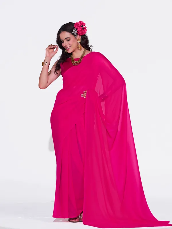 Women's_Stylish_Plain_Georgette_Saree_With_Unstitched_Blouse_Piece