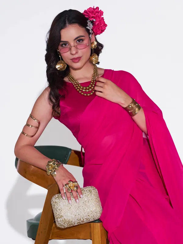 Women's_Stylish_Plain_Georgette_Saree_With_Unstitched_Blouse_Piece