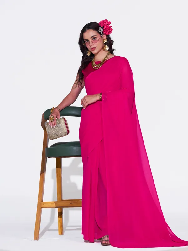Women's_Stylish_Plain_Georgette_Saree_With_Unstitched_Blouse_Piece