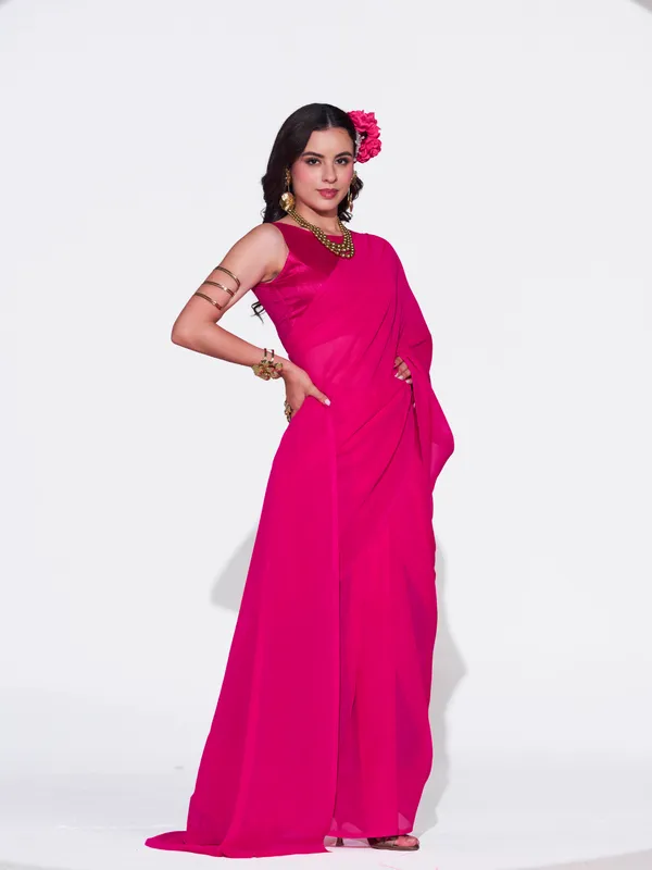 Women's_Stylish_Plain_Georgette_Saree_With_Unstitched_Blouse_Piece