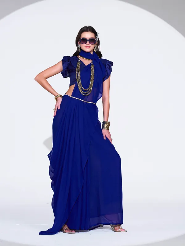 Women's_Stylish_Plain_Georgette_Saree_With_Unstitched_Blouse_Piece