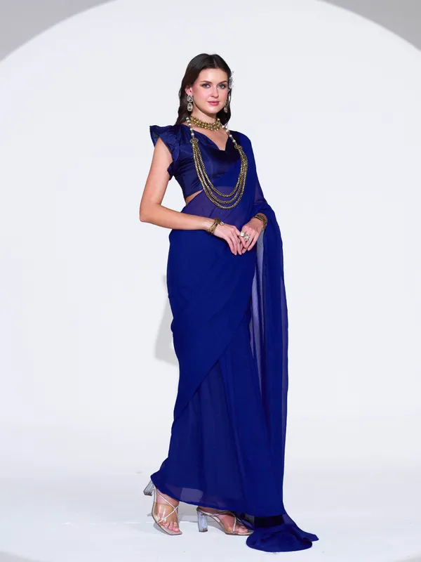 Women's_Stylish_Plain_Georgette_Saree_With_Unstitched_Blouse_Piece