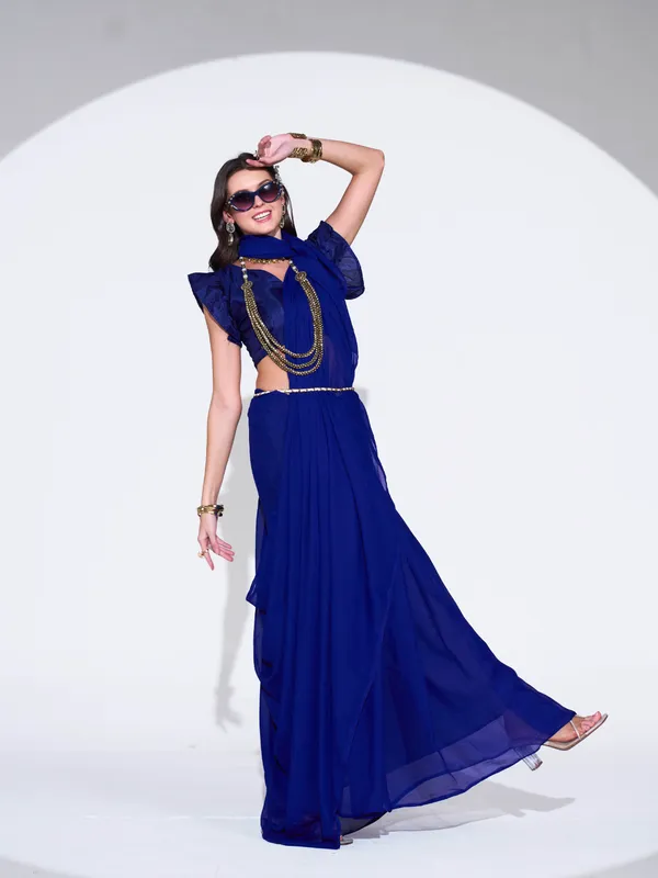 Women's_Stylish_Plain_Georgette_Saree_With_Unstitched_Blouse_Piece