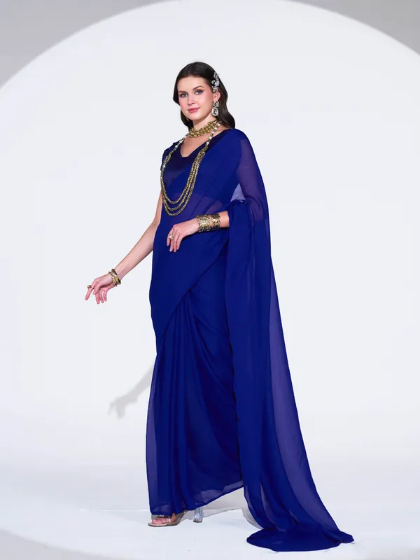 Women's_Stylish_Plain_Georgette_Saree_With_Unstitched_Blouse_Piece