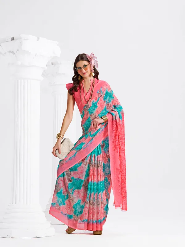Women's_Stylish_Printed_Georgette_Saree_with_Matching_Unstitched_Blouse_Piece