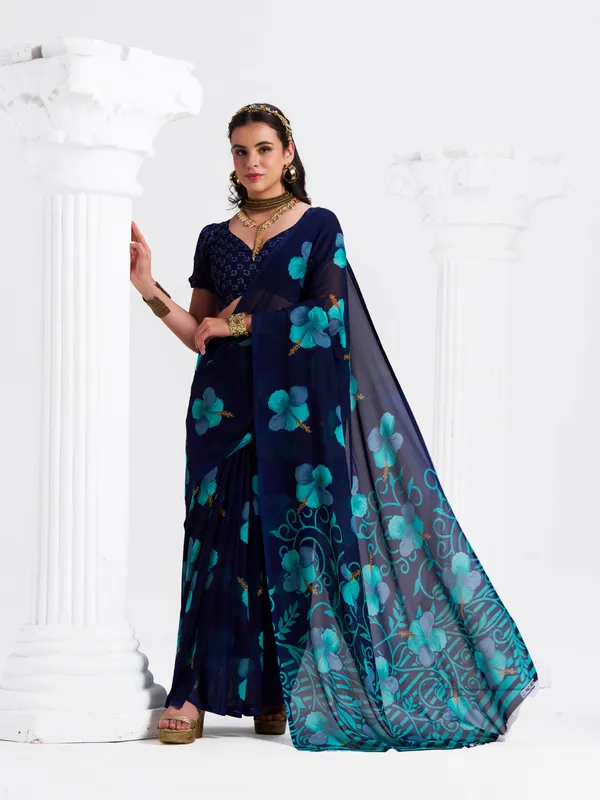 Women's_Stylish_Printed_Georgette_Saree_with_Matching_Unstitched_Blouse_Piece