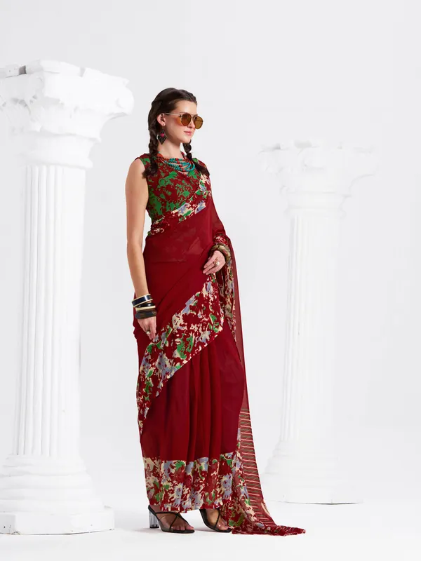 Women's_Stylish_Printed_Georgette_Saree_with_Matching_Unstitched_Blouse_Piece