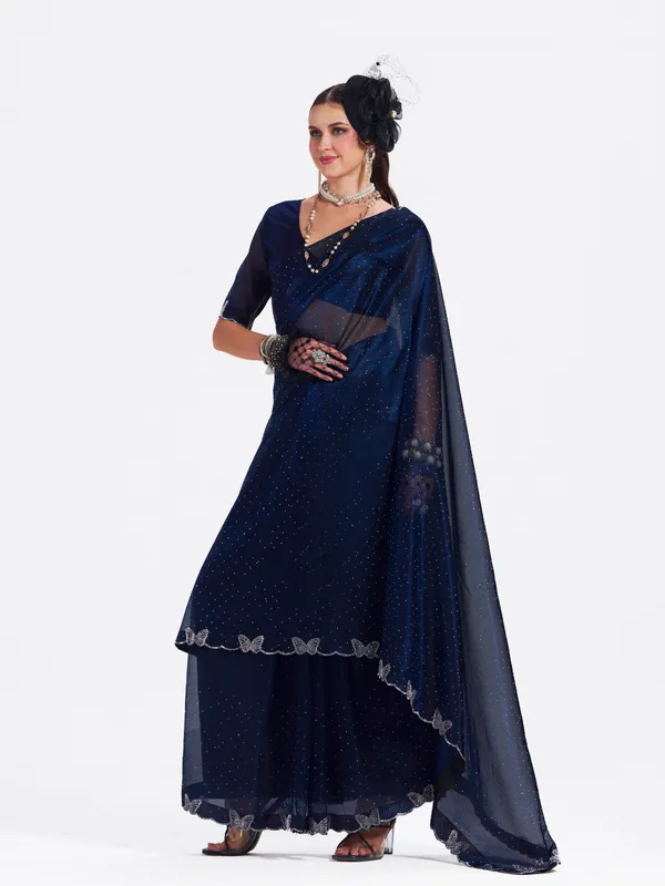 Women's_Stylish_Beautiful_Soft_Net_Diamond_Lace_Border_Saree_With_Unstitched_Blouse