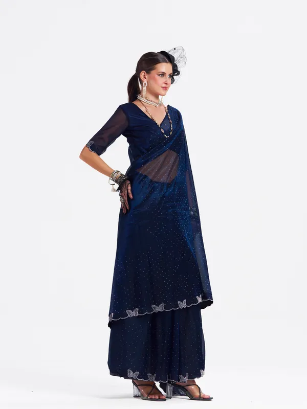 Women's_Stylish_Beautiful_Soft_Net_Diamond_Lace_Border_Saree_With_Unstitched_Blouse