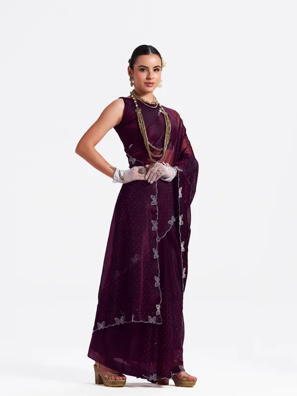 Women's_Stylish_Beautiful_Soft_Net_Diamond_Lace_Border_Saree_With_Unstitched_Blouse