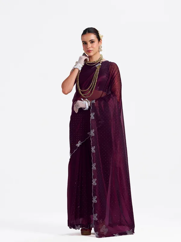 Women's_Stylish_Beautiful_Soft_Net_Diamond_Lace_Border_Saree_With_Unstitched_Blouse