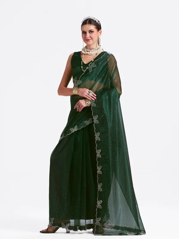 Women's_Stylish_Beautiful_Soft_Net_Diamond_Lace_Border_Saree_With_Unstitched_Blouse
