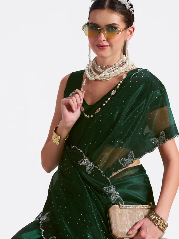 Women's_Stylish_Beautiful_Soft_Net_Diamond_Lace_Border_Saree_With_Unstitched_Blouse