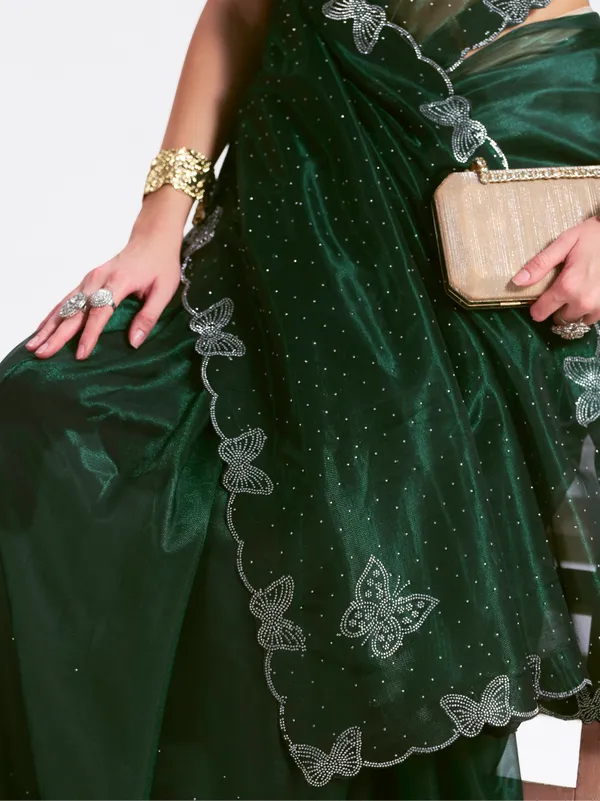 Women's_Stylish_Beautiful_Soft_Net_Diamond_Lace_Border_Saree_With_Unstitched_Blouse