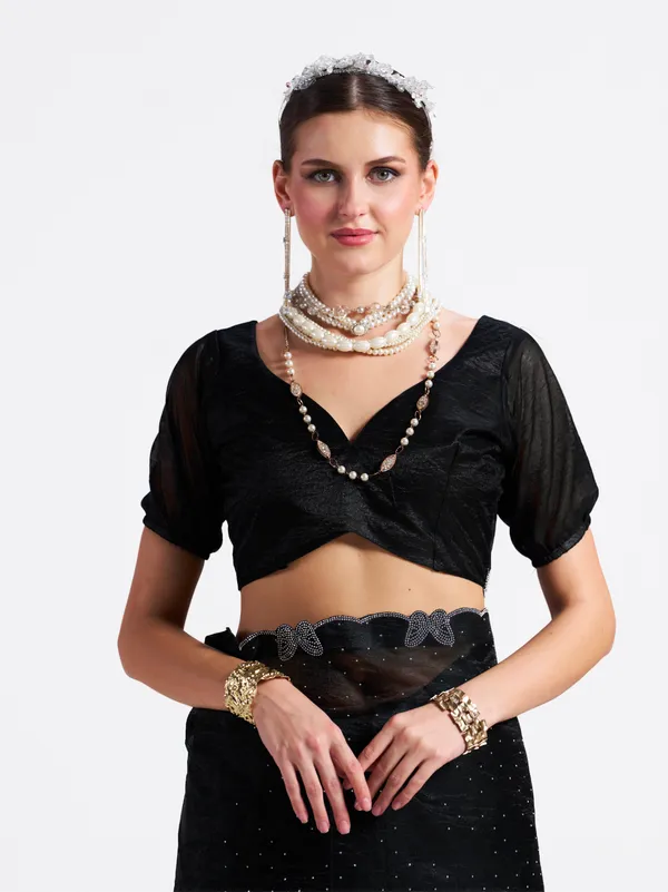 Women's_Stylish_Beautiful_Soft_Net_Diamond_Lace_Border_Saree_With_Unstitched_Blouse