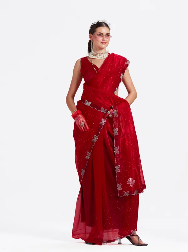 Women's_Stylish_Beautiful_Soft_Net_Diamond_Lace_Border_Saree_With_Unstitched_Blouse