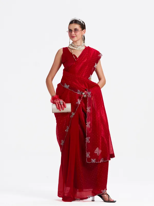 Women's_Stylish_Beautiful_Soft_Net_Diamond_Lace_Border_Saree_With_Unstitched_Blouse