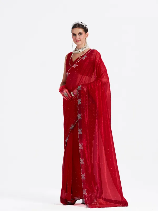Women's_Stylish_Beautiful_Soft_Net_Diamond_Lace_Border_Saree_With_Unstitched_Blouse
