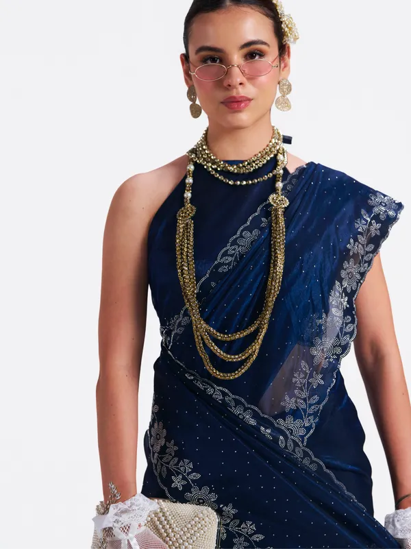 Women's_Stylish_Beautiful_Soft_Net_Diamond_Lace_Border_Saree_With_Unstitched_Blouse