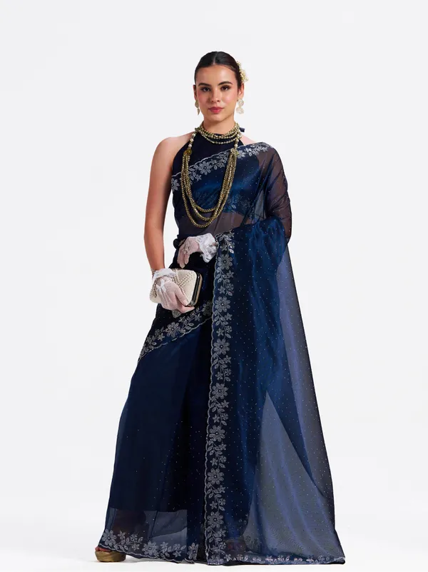 Women's_Stylish_Beautiful_Soft_Net_Diamond_Lace_Border_Saree_With_Unstitched_Blouse