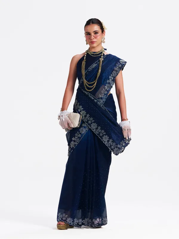 Women's_Stylish_Beautiful_Soft_Net_Diamond_Lace_Border_Saree_With_Unstitched_Blouse