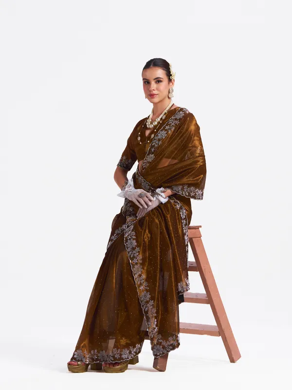 Women's_Stylish_Beautiful_Soft_Net_Diamond_Lace_Border_Saree_With_Unstitched_Blouse